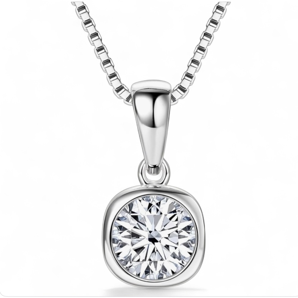 Certified Moissanite Diamond Solitaire 18K Gold- 925 Sterling Silver Necklace